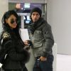 Nabilla et Thomas a l'aeroport de Roissy le 13 janvier 2013 . Ils vont participer la saison 5 des Anges de la Tele-Realite a Miami