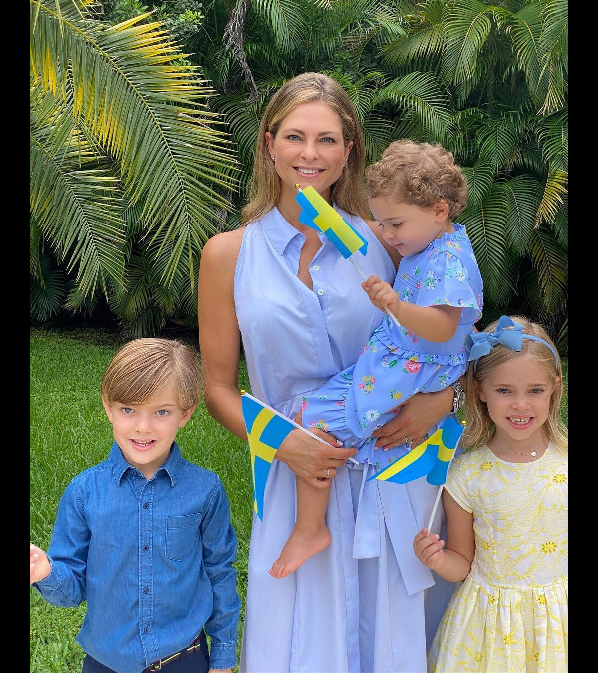 Photo La princesse Madeleine de Suède et ses trois enfants, Leonore