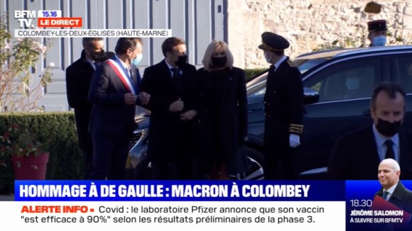 Brigitte et Emmanuel Macron à Colombey-les-Deux-Eglises pour commémorer les 50 ans de la mort du général Charles de Gaulle.