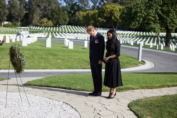 Le prince Harry et Meghan Markle au cimetière national de Los Angeles, novembre 2020. Photo by Lee Morgan/PA Photos