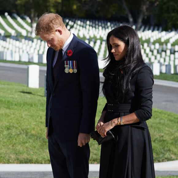 Le prince Harry et Meghan Markle au cimetière national de Los Angeles, novembre 2020. Photo by Lee Morgan/PA Photos