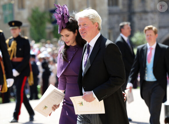 Earl Spencer et Karen Spencer - Les invités à la sortie de la chapelle St. George au château de Windsor, Royaume Uni, le 19 mai 2018.