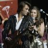 Johnny Hallyday et Sheila sur le plateau de l'émission "Noël pour un enfant". © Bernard Leguay via Bestimage