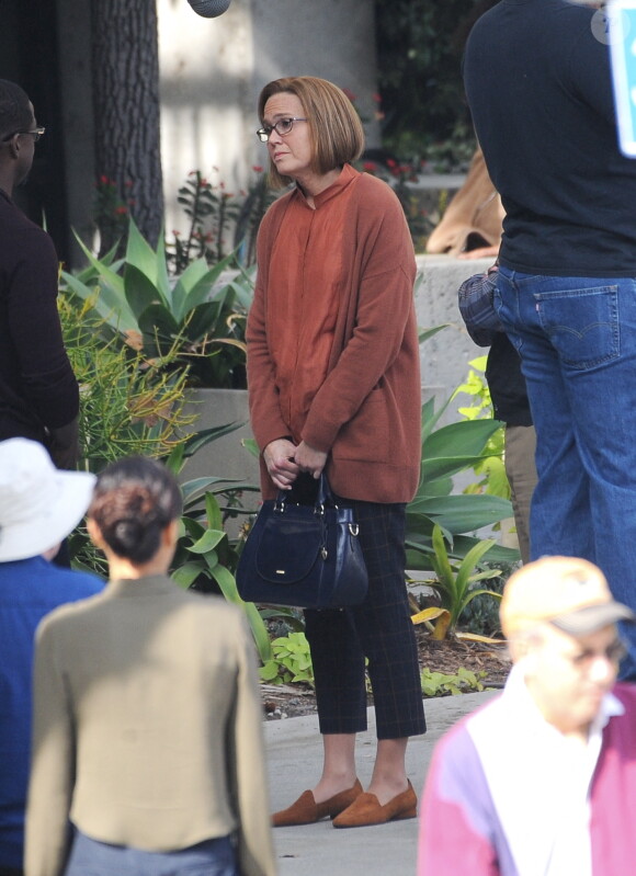 Exclusif - Mandy Moore interprète "Rebecca" sur le tournage de "This Is Us" dans le centre-ville de Los Angeles le 14 novembre 2019. 