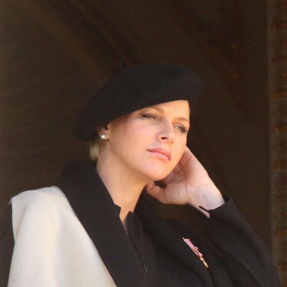 La princesse Charlène (enceinte) - La famille de Monaco au balcon du palais princier lors de la fête nationale monégasque. Le 19 novembre 2014