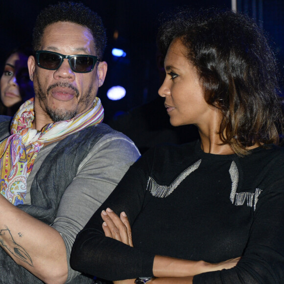 Didier Morville, dit JoeyStarr (Joey Starr) et sa compagne Karine Le Marchand - People au match de boxe "La Conquête" Acte 4 T.Yoka VS C.Leonet au palais des sports de Paris le 7 avril 2018 (Victoire de T.Yoka au 5 ème round) © Pierre Perusseau / Bestimage 