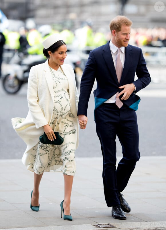 Meghan Markle, duchesse de Sussex (enceinte) et le prince Harry, duc de Sussex - Arrivée de la famille royale britannique à la messe en l'honneur de la journée du Commonwealth à l'abbaye de Westminster à Londres, le 11 mars 2019. 