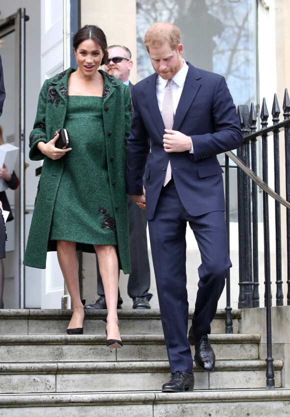 Le prince Harry, duc de Sussex, Meghan Markle, enceinte, duchesse de Sussex, lors de leur visite à Canada House dans le cadre d'une cérémonie pour la Journée du Commonwealth à Londres. 