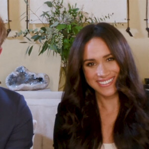 Le prince Harry, duc de Sussex, et Meghan Markle, duchesse de Sussex en interview pour l'émission Engineering A Better World TIME100, le 20 octobre 2020 