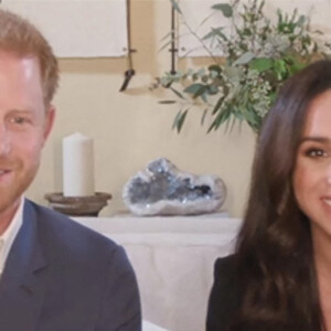 Le prince Harry, duc de Sussex, et Meghan Markle, duchesse de Sussex en interview pour l'émission Engineering A Better World TIME100, le 20 octobre 2020 