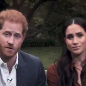 Le prince Harry, duc de Sussex, et Meghan Markle, duchesse de Sussex en pleine interview pour TIME 100 television ABC, le 23 septembre 2020 