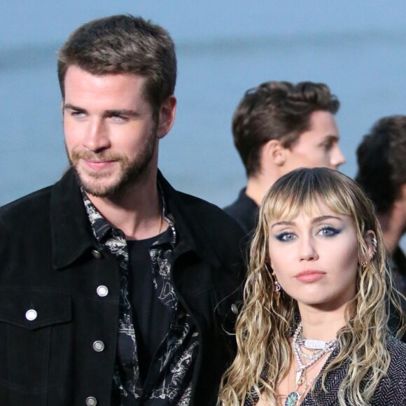 Liam Hemsworth et sa femme Miley Cyrus - Saint Laurent présente sa collection homme printemps-été 2020 à Malibu. ©Cyrill Gueny/Bestimage