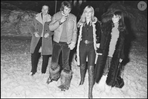 Johnny Hallyday, Sylvie Vartan et Chantal Goya à Avoriaz en 1967.