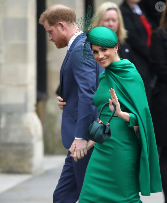 Le prince Harry, duc de Sussex, et Meghan Markle, duchesse de Sussex - La famille royale d'Angleterre lors de la cérémonie du Commonwealth en l'abbaye de Westminster à Londres, le 9 mars 2020.
