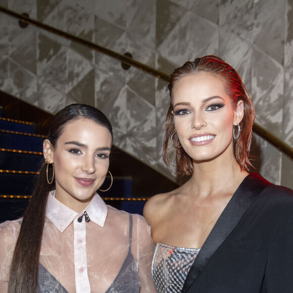 Jade Leboeuf (la fille de l'ex-footballeur F.Leboeuf) et Maëva Coucke (Miss France 2018) lors de la soirée de la grande finale du concours Top Model International au Lido à Paris, France, le 19 janvir 2020. © Pierre Perrussau/Bestimage 