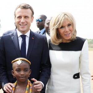 Alassane Ouattara, président de la République de Côte d'Ivoire, Dominique Ouattara, Première dame, Emmanuel Macron, président de la République française, Brigitte Macron, Première dame - Déplacement en Côte d'Ivoire - Arrivées à l'aéroport de Bouaké, le 22 décembre 2019. © Dominique Jacovides / Bestimage