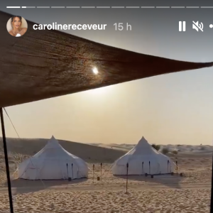 Caroline Receveur et ses proches profitent d'un doux moment dans le désert près de Dubaï avant les fêtes de fin d'année.