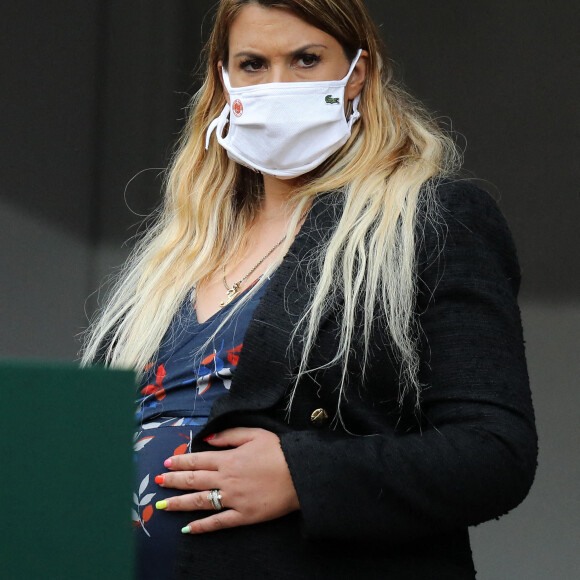 Marion Bartoli, enceinte, lors du premier tour des internationaux de tennis de Roland Garros à Paris le 28 septembre 2020. © Dominique Jacovides / Bestimage