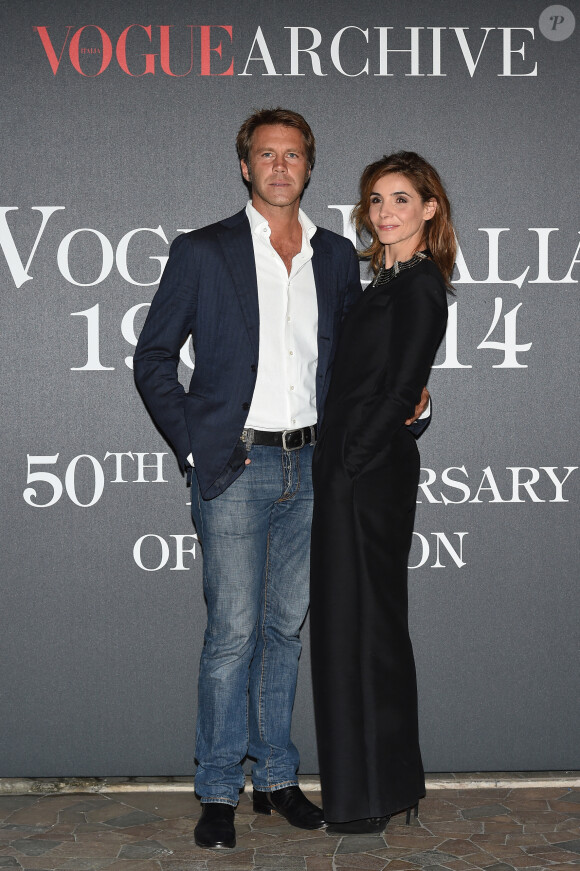 Le prince Emmanuel Philibert de Savoie et Clotilde Courau (princesse de Savoie) - Photocall de la soirée "Vogue 50 Archive" à Milan. Le 21 septembre 2014