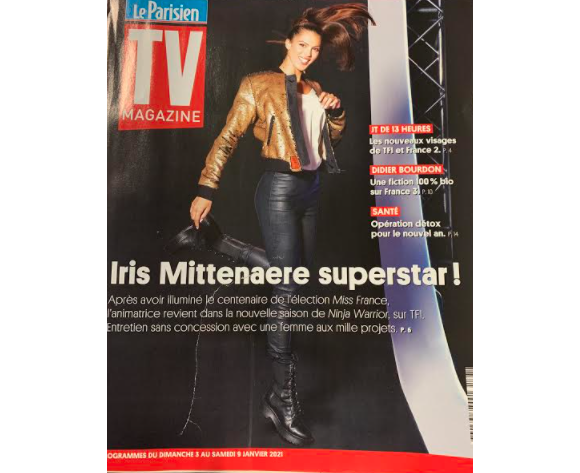 Iris Mittenaere en couverture du "Parisien TV Magazine". Le 31 décembre 2020.