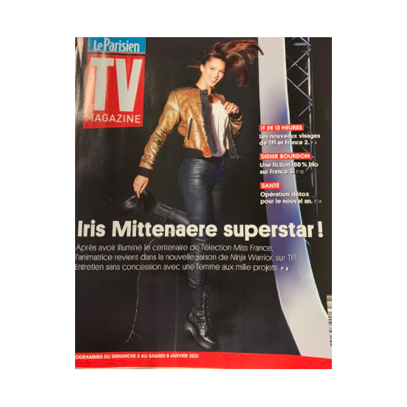 Iris Mittenaere en couverture du "Parisien TV Magazine". Le 31 décembre 2020.