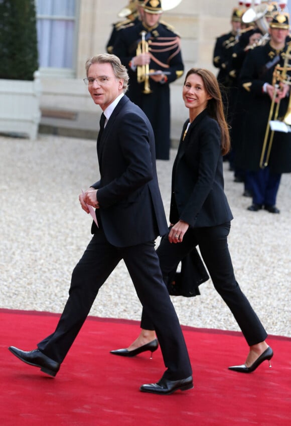 Olivier Royant et sa femme Delphine - Dîner d'Etat au Palais de l'Elysée en l'honneur du président Tunisien Béji Caïd Essebsi à Paris le 7 avril 2015.