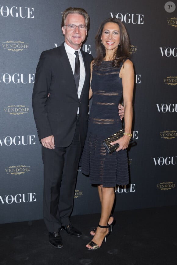 Olivier Royant et sa femme Delphine (éditrice du magazine Vogue) - Soirée pour les 95 ans du magazine Vogue, avenue d'Iena à Paris, le 3 octobre 2015.