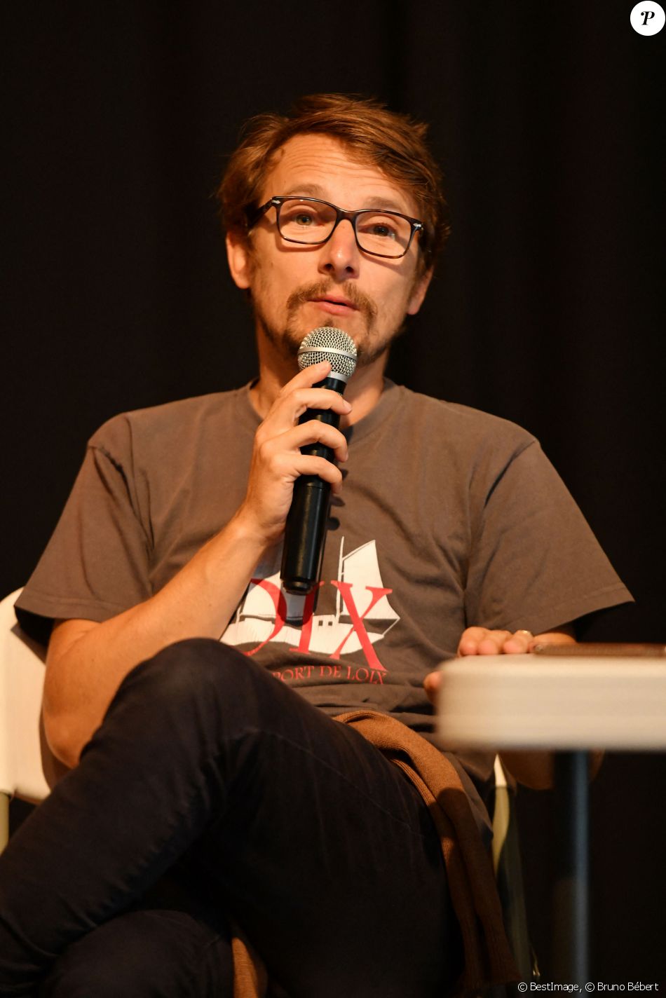 Lorant Deutsch a rencontré les élèves niçois de 4eme et 3eme du collège Don Bosco dans le cadre de l'opération "Théâtre pour Tous" à Nice, le 4 octobre 2019. © Bruno Bébert/Bestimage
