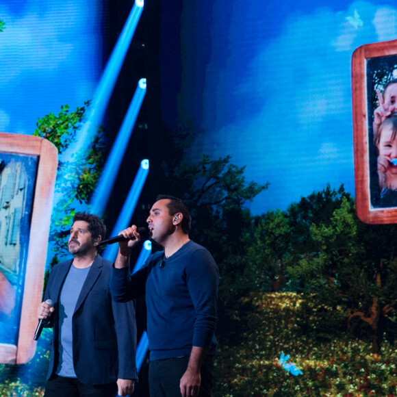 Exclusif - Patrick Fiori et Mathieu (mari de Lauriane) - Enregistrement de l'émission "La Lettre", présentée par S.Davant, qui sera diffusée le 16 janvier 2021 sur France 2. Le 16 octobre 2020 © Cyril Moreau / Bestimage
