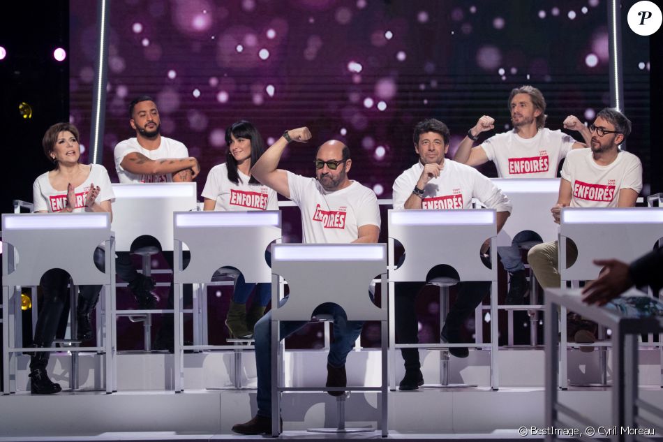 Liane Foly, Slimane, Jenifer Bartoli, Kad Merad, Patrick Bruel, Philippe Lacheau, Christophe Willem - Enregistrement de l'émission "Les enfoirés jouent le jeu", qui sera diffusée le 30 novembre en prime time sur TF1. Le 18 novembre 2019 © Cyril Moreau / Bestimage