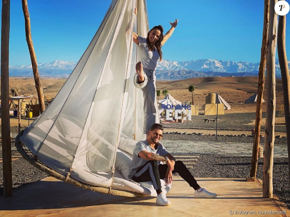 Rayane Bensetti à Marrakech avec Denista Ikonomova, pour son anniversaire. Le 18 janvier 2021.