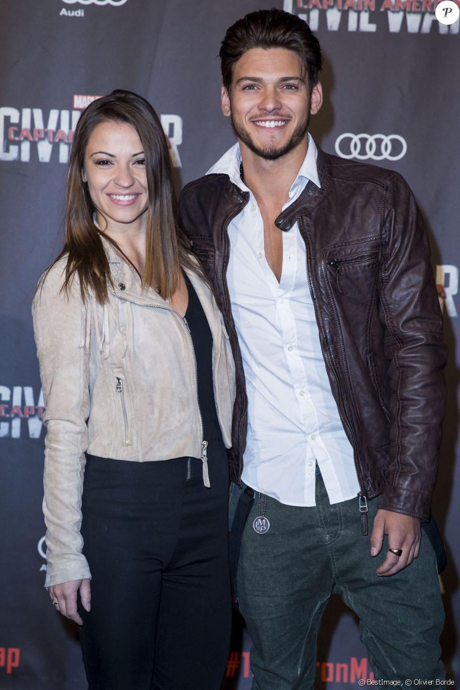 Rayane Bensetti et sa compagne Denitsa Ikonomova - Avant-première du film "Captain America : Civil War" au Grand Rex à Paris, le 18 avril 2016. © Olivier Borde/Bestimage
