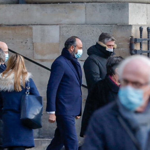 Edouard Philippe - Sorties - Les obsèques de Marielle de Sarnez en l'Église Saint-Sulpice à Paris. Le 18 janvier 2021.