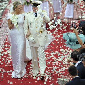 Mariage du prince Albert de Monaco et Charlene Wittstock, en 2011 au palais princier de Monaco.
