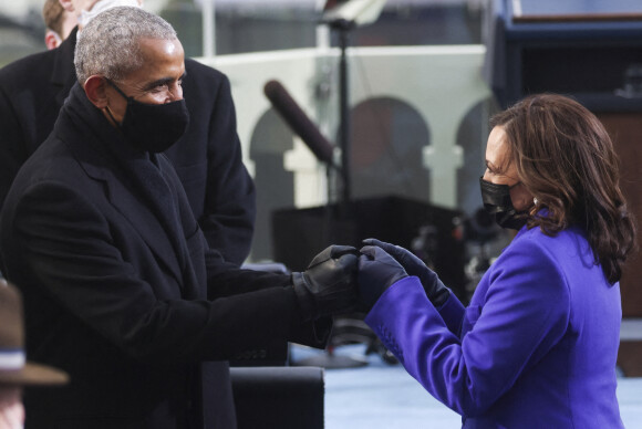 Barack Obama et Kamala Harris - Investiture du 46ème président des Etats-Unis et de la vice-présidente au Capitole à Washington. Le 20 janvier 2021