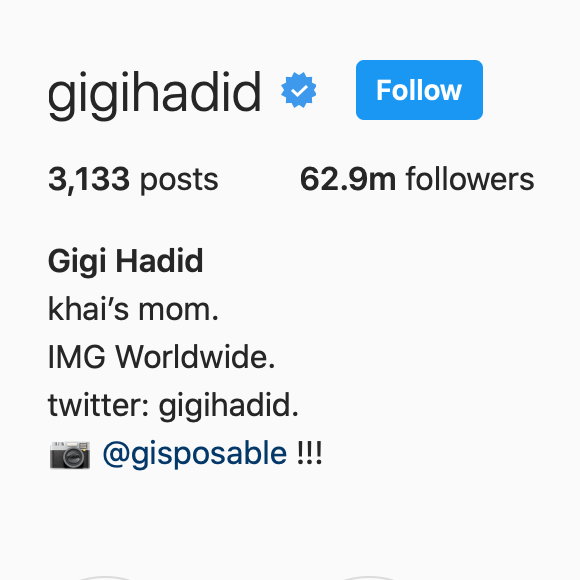 Gigi Hadid a révélé le prénom de sa fille dans sa bio Instagram.