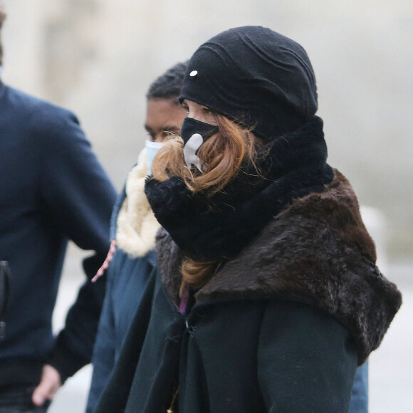 Agnès Jaoui - Obsèques de Jean-Pierre Bacri au crématorium du cimetière du Père Lachaise à Paris le 26 janvier 2021. © Panoramic / Bestimage