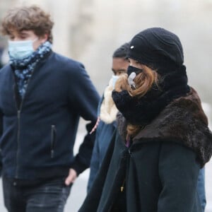 Agnès Jaoui - Obsèques de Jean-Pierre Bacri au crématorium du cimetière du Père Lachaise à Paris le 26 janvier 2021. © Panoramic / Bestimage