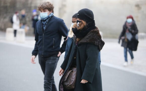 Agnès Jaoui - Obsèques de Jean-Pierre Bacri au crématorium du cimetière du Père Lachaise à Paris le 26 janvier 2021. © Panoramic / Bestimage