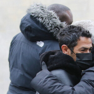 Jamel Debbouze - Obsèques de Jean-Pierre Bacri au crématorium du cimetière du Père Lachaise à Paris le 26 janvier 2021. © Panoramic / Bestimage