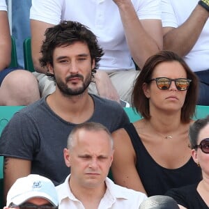 Laure Manaudou et Jérémy Frérot - People dans les tribunes lors de la finale des Internationaux de tennis de Roland-Garros à Paris, le 7 juin 2015.