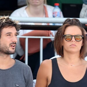 Laure Manaudou et Jérémy Frérot - People dans les tribunes lors de la finale des Internationaux de tennis de Roland-Garros à Paris, le 7 juin 2015.