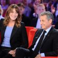 Exclusif - Carla Bruni-Sarkozy et Nicolas Sarkozy - Enregistrement de l'émission "Vivement Dimanche" à Paris © Guillaume Gaffiot/Bestimage   