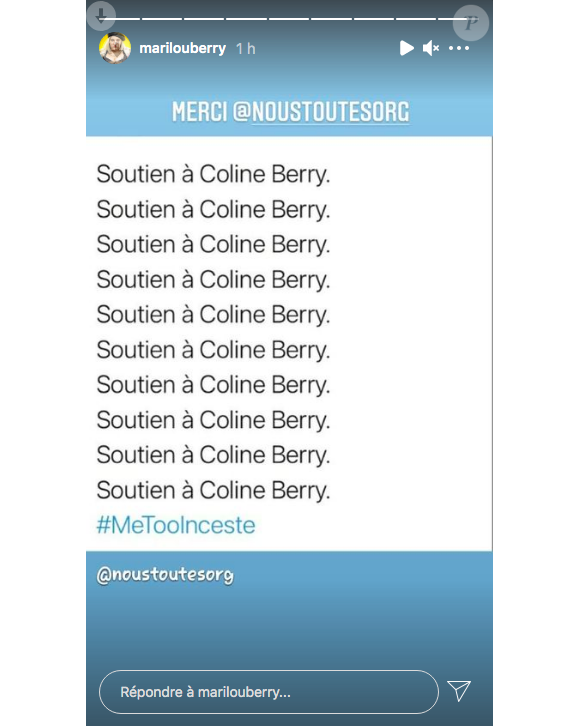 Marilou Berry apporte son soutien à sa cousine Coline Berry sur Instagram, le 3 février 2021.