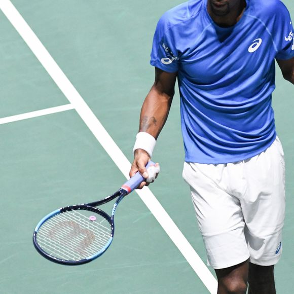 Gaël Monfils - La France s'incline (7-5, 6-2) dans le deuxième simple qui l'oppose au Japon, dans le groupe A de la Coupe Davis, à Madrid en Espagne © Chryslene Caillaud / Panoramic / Bestimage 