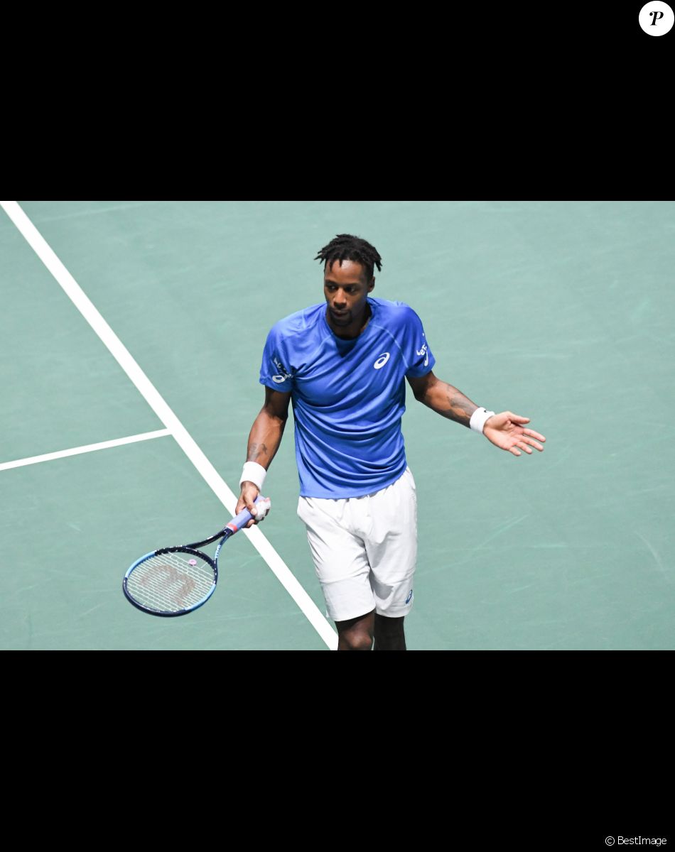Gaël Monfils - La France s'incline (7-5, 6-2) dans le deuxième simple qui l'oppose au Japon, dans le groupe A de la Coupe Davis, à Madrid en Espagne © Chryslene Caillaud / Panoramic / Bestimage