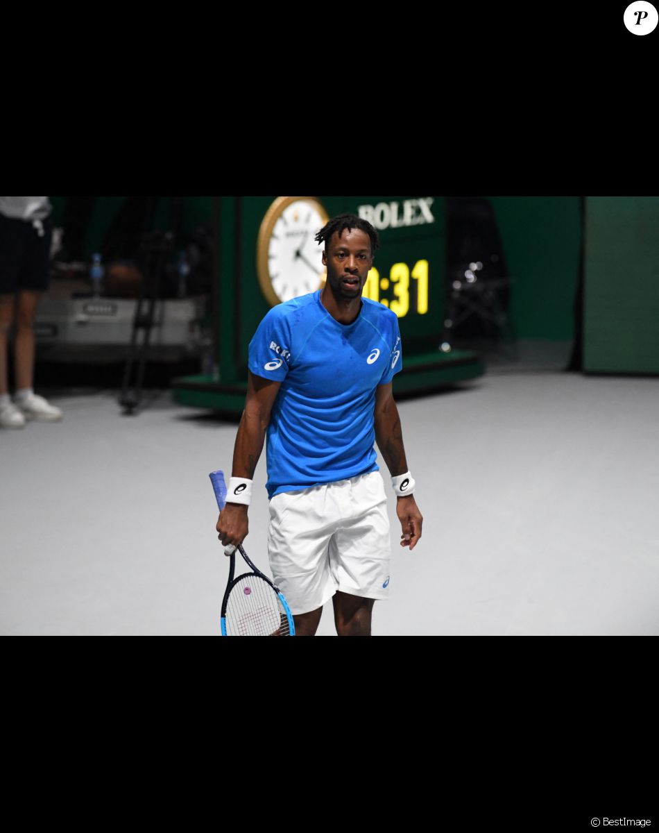 Gaël Monfils - La France s'incline (7-5, 6-2) dans le deuxième simple qui l'oppose au Japon, dans le groupe A de la Coupe Davis, à Madrid en Espagne © Chryslene Caillaud / Panoramic / Bestimage