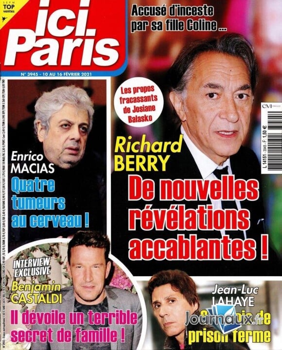 Benjamin Castaldi dans le magazine "Ici Paris" du 10 février 2021.
