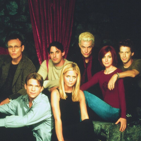 Le cast de la série "Buffy contre les vampires" - Anthony Stewart Head, Nicholas Brendon, Alyson Hannigan, Seth Green, Sarah Michelle Gellar. © LFI/ABACA