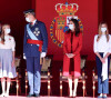 Le roi Felipe VI d'Espagne, la reine Letizia, l'infante Sofia, la princesse Leonor - La famille royale d'Espagne lors de la célébration de la fête nationale à Madrid le 12 octobre 2020.
